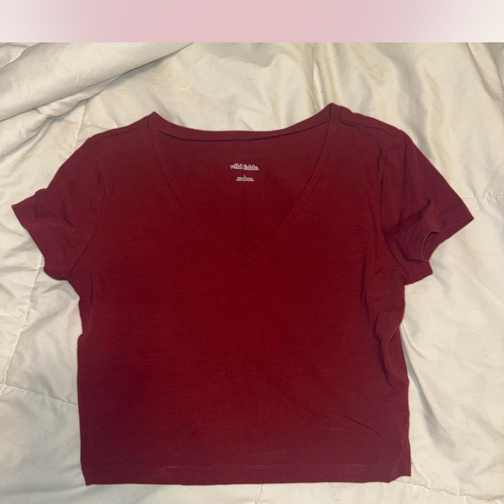 Wild Fable Red Crop Fitted T-Shirt